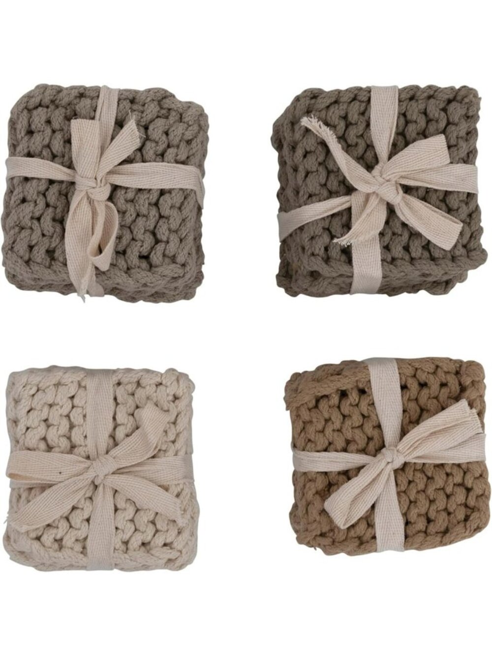 Colorful Cotton Crocheted Coasters Set of 4 - Stylish Home Decor, 4" x 4
